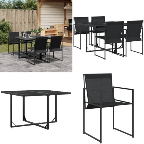 Juego de comedor para jardín 5 piezas textilene negro - Sillas de jardín - Mesa de jardín
