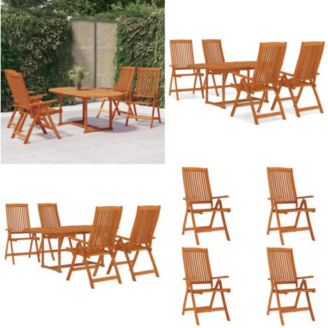 Juego de comedor para jardín 5 pzas madera maciza de eucalipto - Mesa de jardín - Sillas de jardín