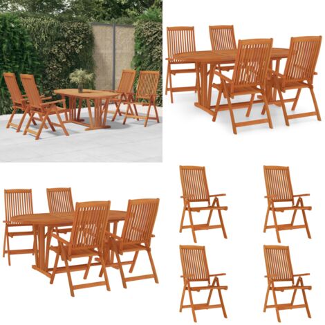 Juego de comedor para jardín 5 pzas madera maciza de eucalipto - Mesa de jardín - Sillas de jardín