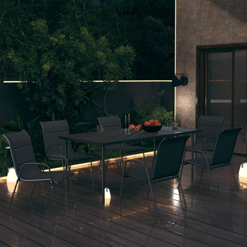 

Juego de comedor para jardin 7 piezas acero gris antracita