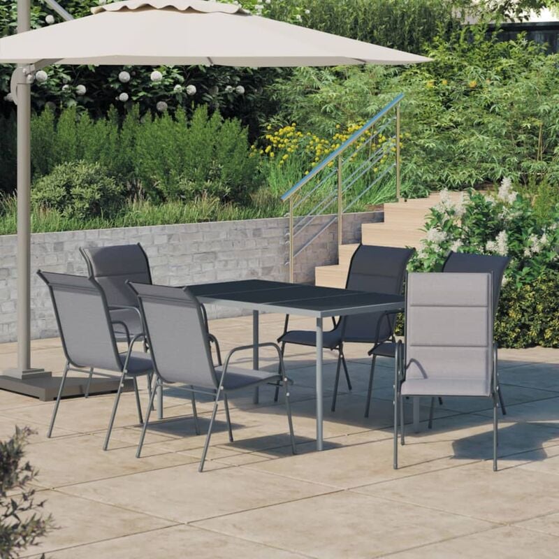 

Juego de comedor para jardín 7 piezas acero gris antracita