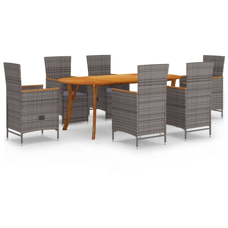 

BHD - Juego de comedor para jardín 7 piezas gris