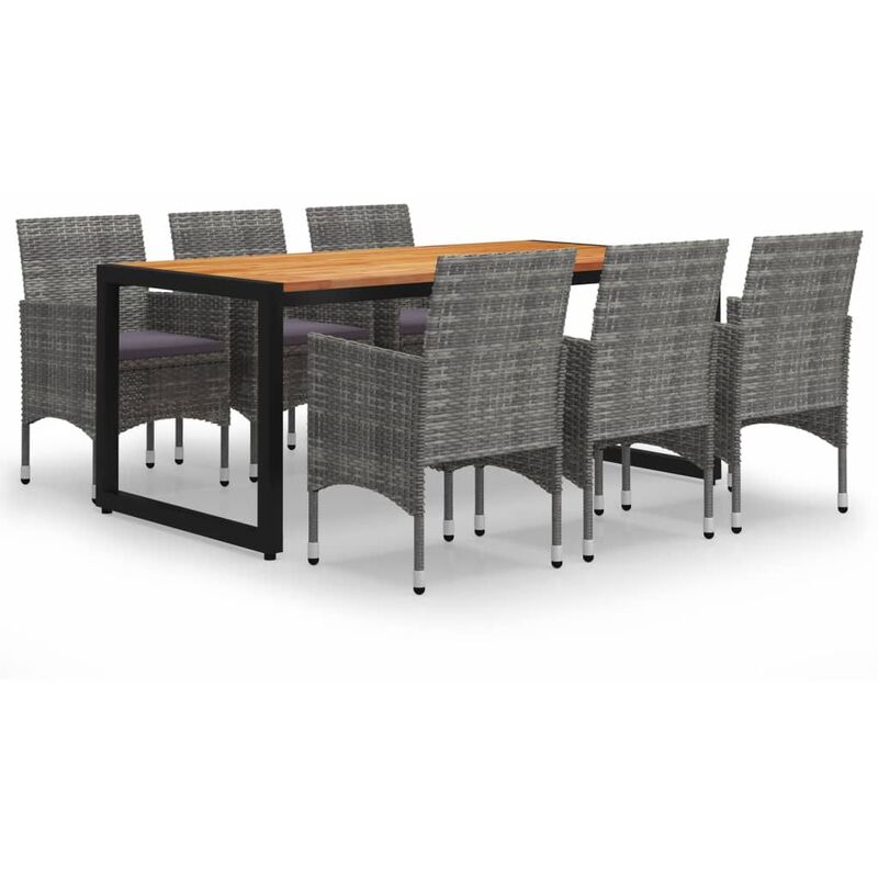 

BHD - Juego de comedor para jardín 7 piezas gris