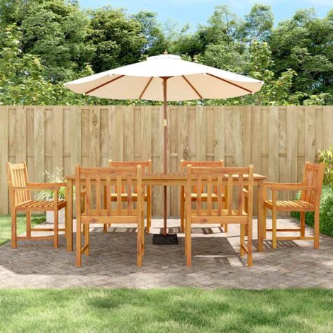 Juego de comedor para jardín 7 piezas madera maciza acacia