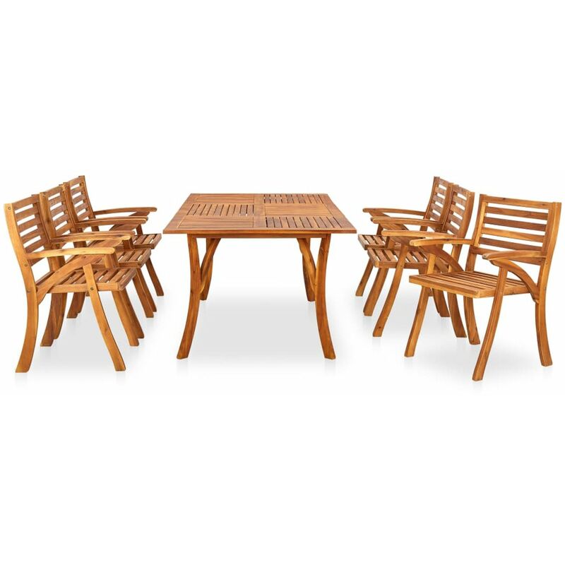 

Happyshopping - Juego de comedor para jardin 7 piezas madera maciza de acacia