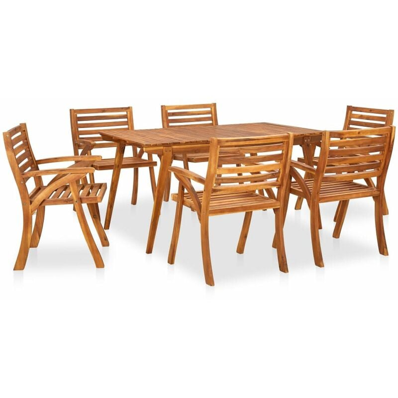 

Happyshopping - Juego de comedor para jardin 7 piezas madera maciza de acacia