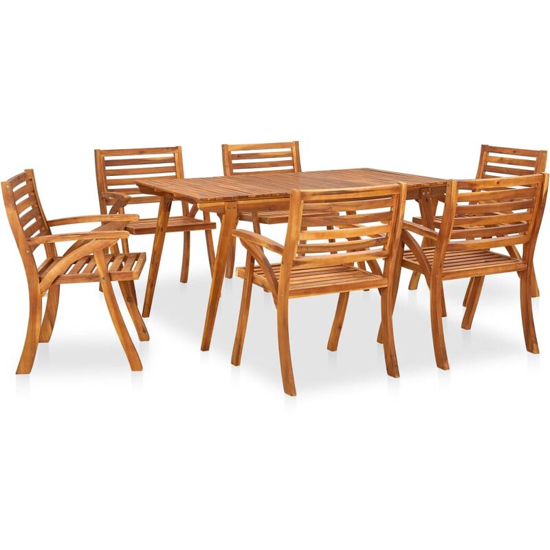 

BHD - Juego de comedor para jardín 7 piezas madera maciza de acacia