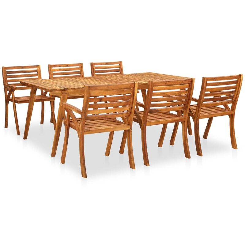 

BHD - Juego de comedor para jardín 7 piezas madera maciza de acacia