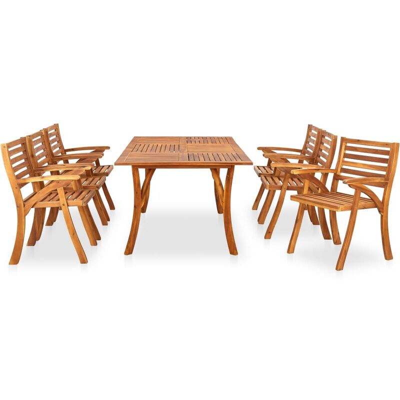 

BHD - Juego de comedor para jardín 7 piezas madera maciza de acacia