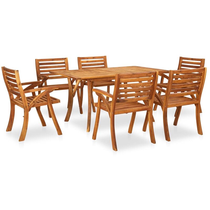 

BHD - Juego de comedor para jardín 7 piezas madera maciza de acacia