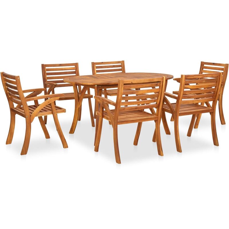

BHD - Juego de comedor para jardín 7 piezas madera maciza de acacia