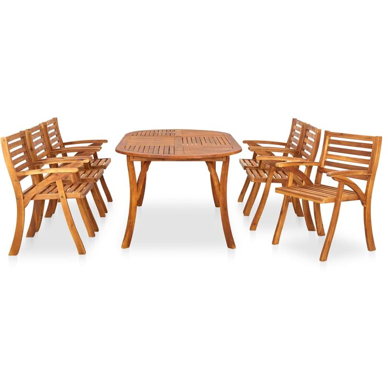 

BHD - Juego de comedor para jardín 7 piezas madera maciza de acacia