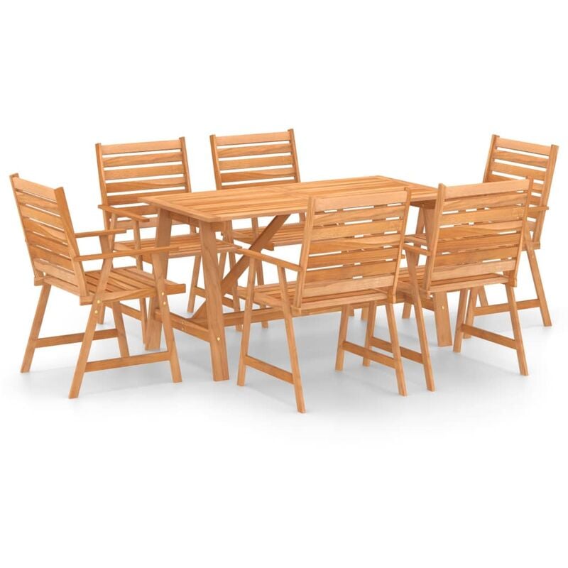 

BHD - Juego de comedor para jardín 7 piezas madera maciza de acacia
