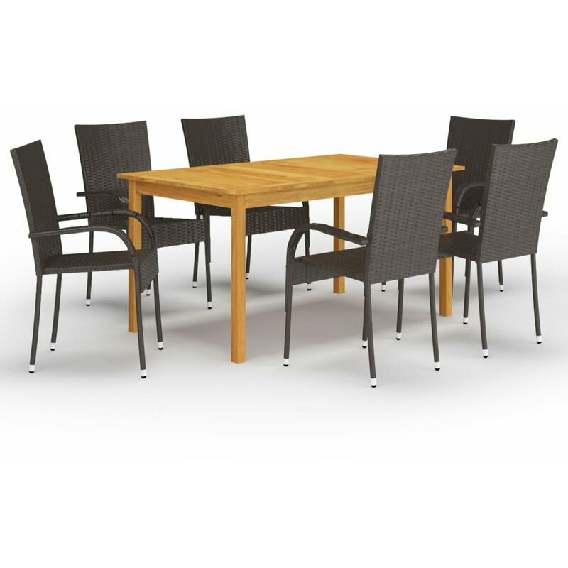 

Juego de comedor para jardin 7 piezas marron