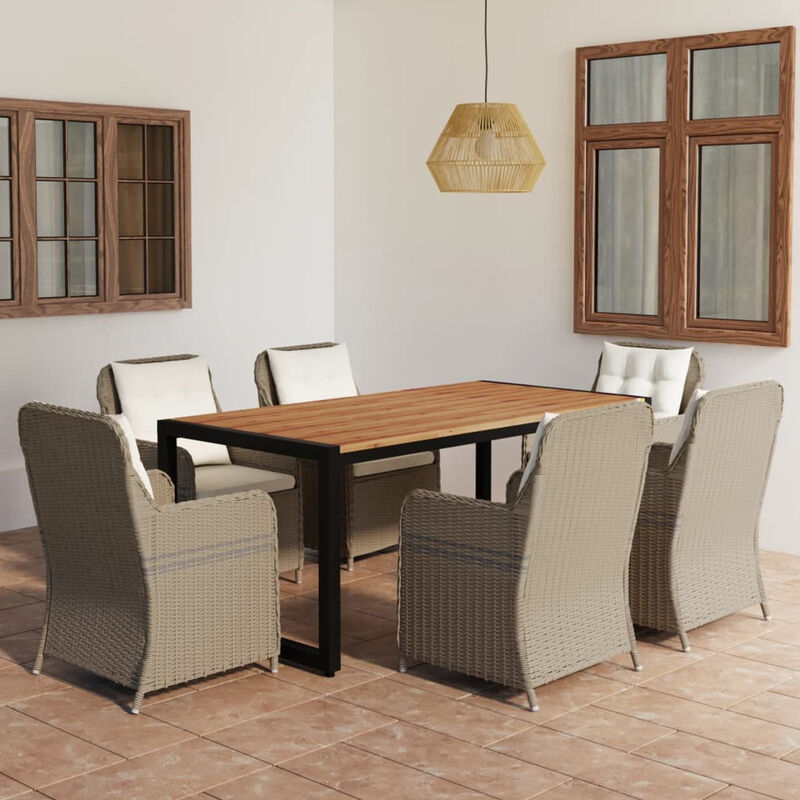 

Juego de comedor para jardin 7 piezas marron