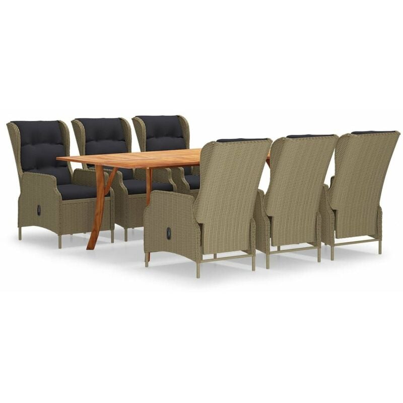

Juego de comedor para jardin 7 piezas marron