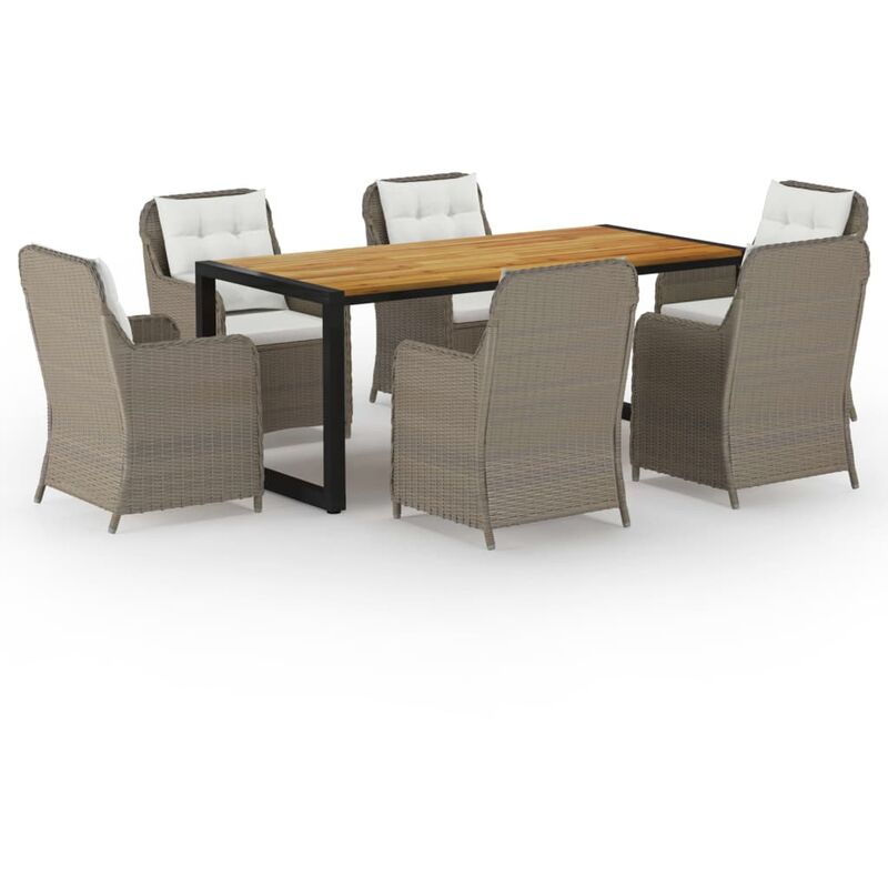 

Juego de comedor para jardín 7 piezas marrón