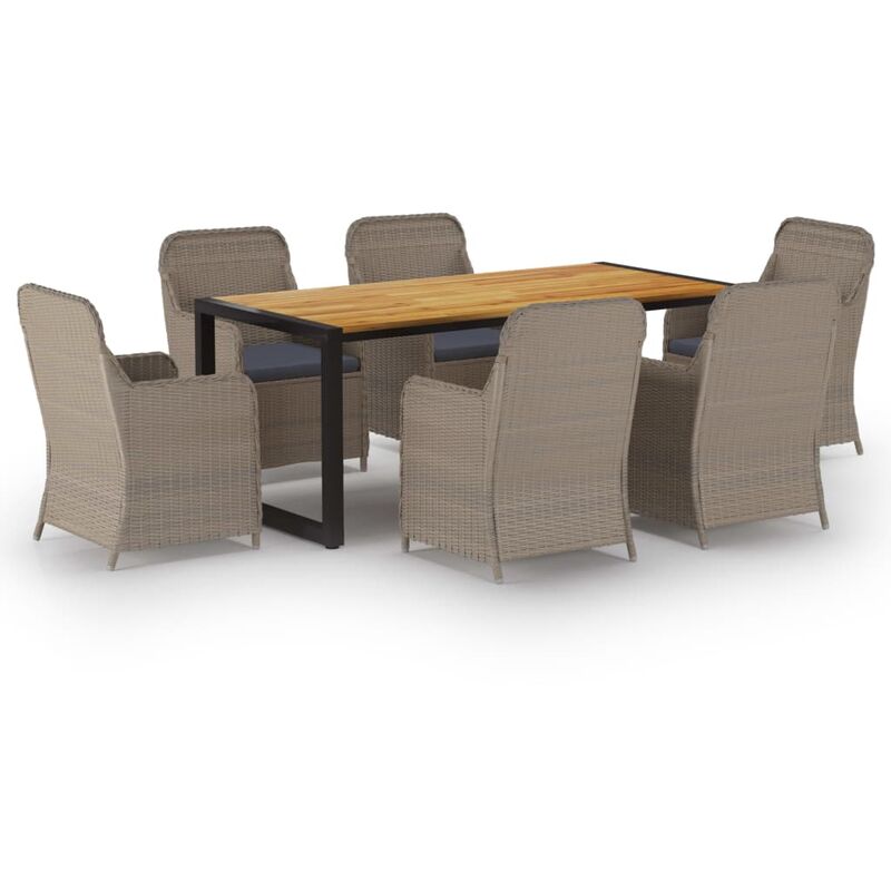 

BHD - Juego de comedor para jardín 7 piezas marrón