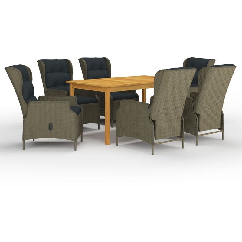 

BHD - Juego de comedor para jardín 7 piezas marrón