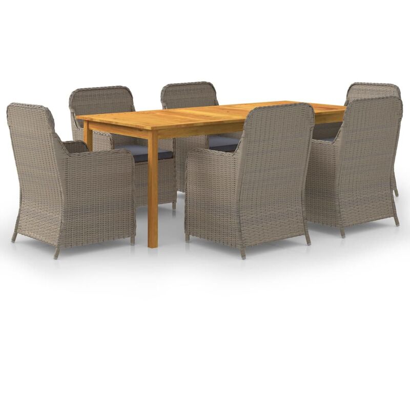 

BHD - Juego de comedor para jardín 7 piezas marrón