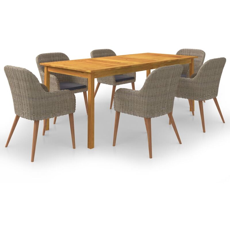

BHD - Juego de comedor para jardín 7 piezas marrón