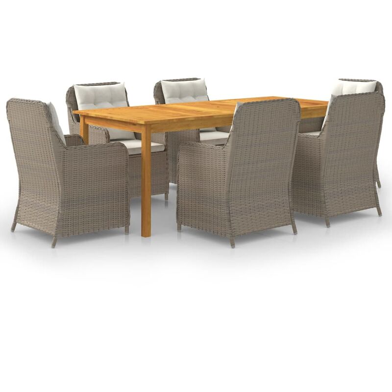 

BHD - Juego de comedor para jardín 7 piezas marrón
