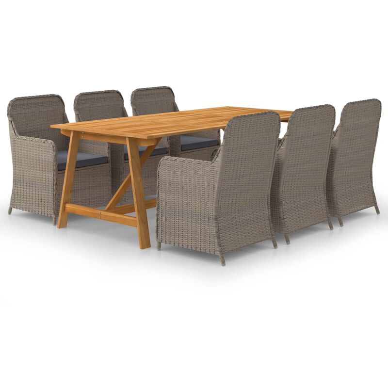 

BHD - Juego de comedor para jardín 7 piezas marrón