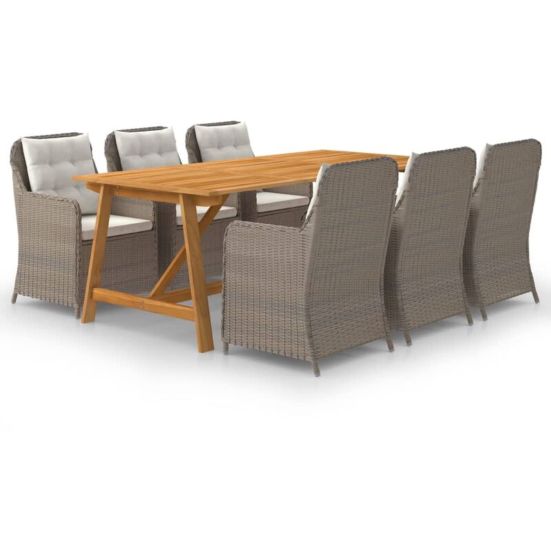 

BHD - Juego de comedor para jardín 7 piezas marrón