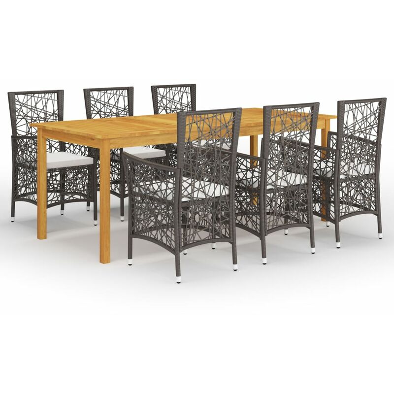 

BHD - Juego de comedor para jardín 7 piezas marrón