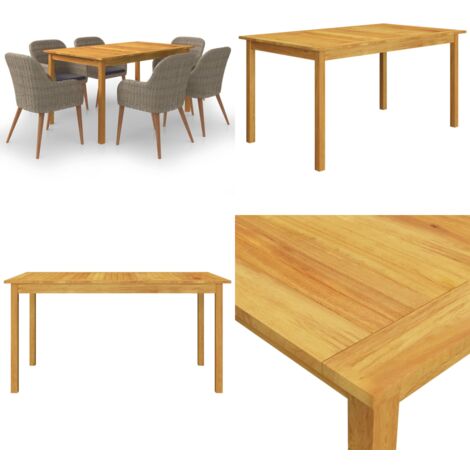 Juego de comedor para jardín 7 piezas marrón - Mesa de comedor - Sillas de jardín