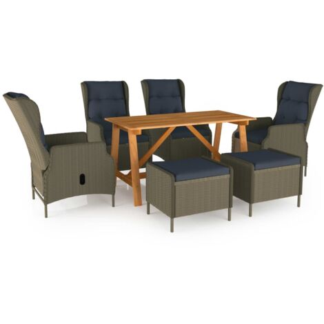 Juego de comedor para jardín 7 piezas marrón vidaXL