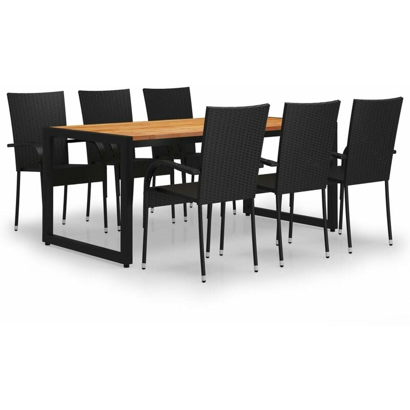 

Happyshopping - Juego de comedor para jardin 7 piezas negro