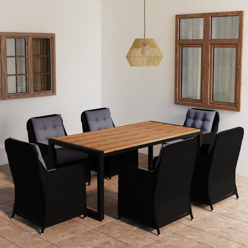 

Juego de comedor para jardin 7 piezas negro