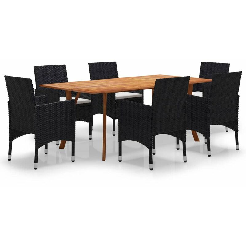 

Juego de comedor para jardin 7 piezas negro