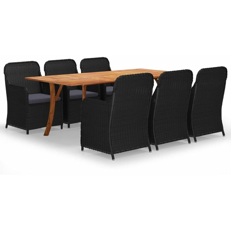 

Juego de comedor para jardin 7 piezas negro