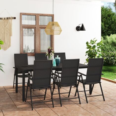 Juego de comedor para jardín 7 piezas negro vidaXL