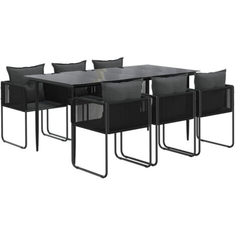 Juego de comedor para jardín 7 piezas negro vidaXL