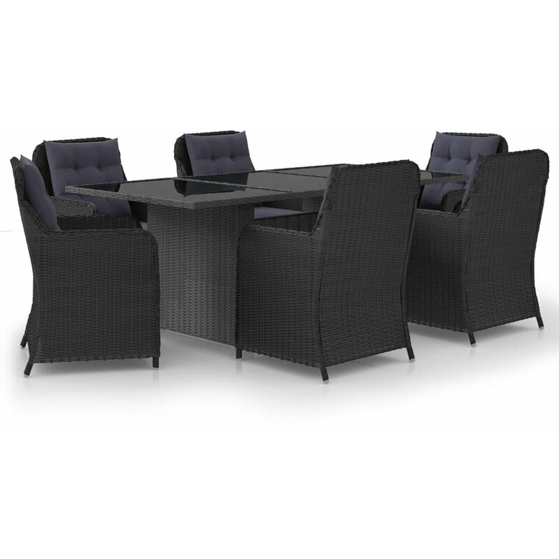 

Juego de comedor para jardin 7 piezas ratan sintetico negro