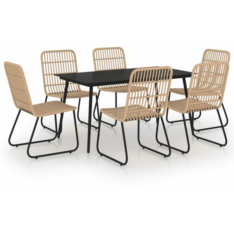 

Juego de comedor para jardín 7 piezas ratán sintético y vidrio