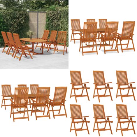 Juego de comedor para jardín 7 pzas madera maciza de eucalipto - Mesa de jardín - Sillas de jardín