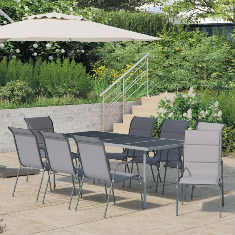 

Juego de comedor para jardin 9 piezas acero gris antracita
