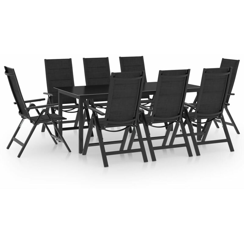 

Juego de comedor para jardín 9 piezas aluminio gris antracita