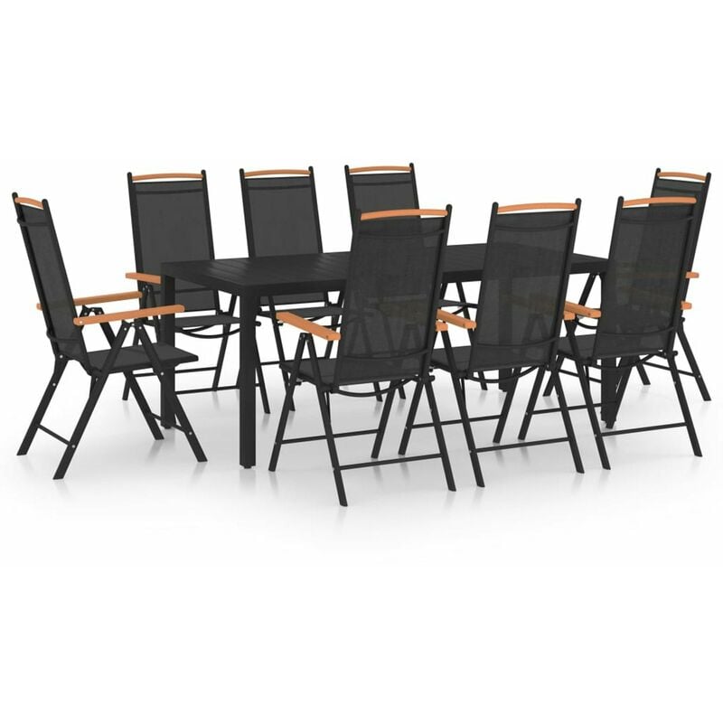 

Juego de comedor para jardin 9 piezas aluminio negro