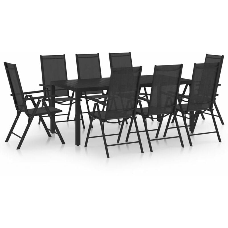 

Juego de comedor para jardin 9 piezas aluminio negro