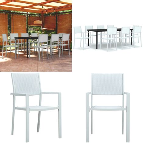 Juego de comedor para jardín 9 piezas blanco - Mesa de jardín - Sillas de jardín