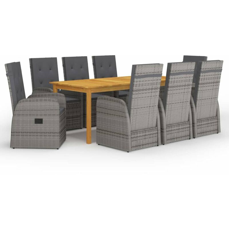 

Juego de comedor para jardin 9 piezas gris