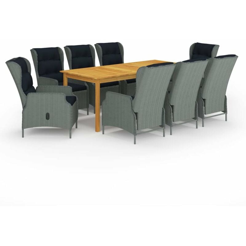 

Juego de comedor para jardin 9 piezas gris claro