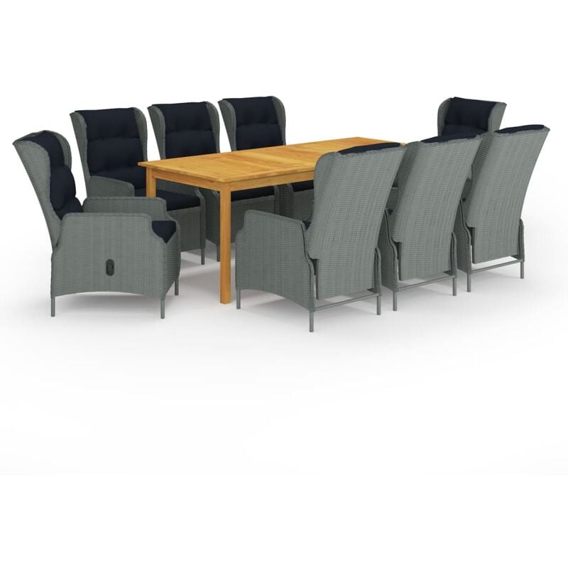 

Juego de comedor para jardín 9 piezas gris claro