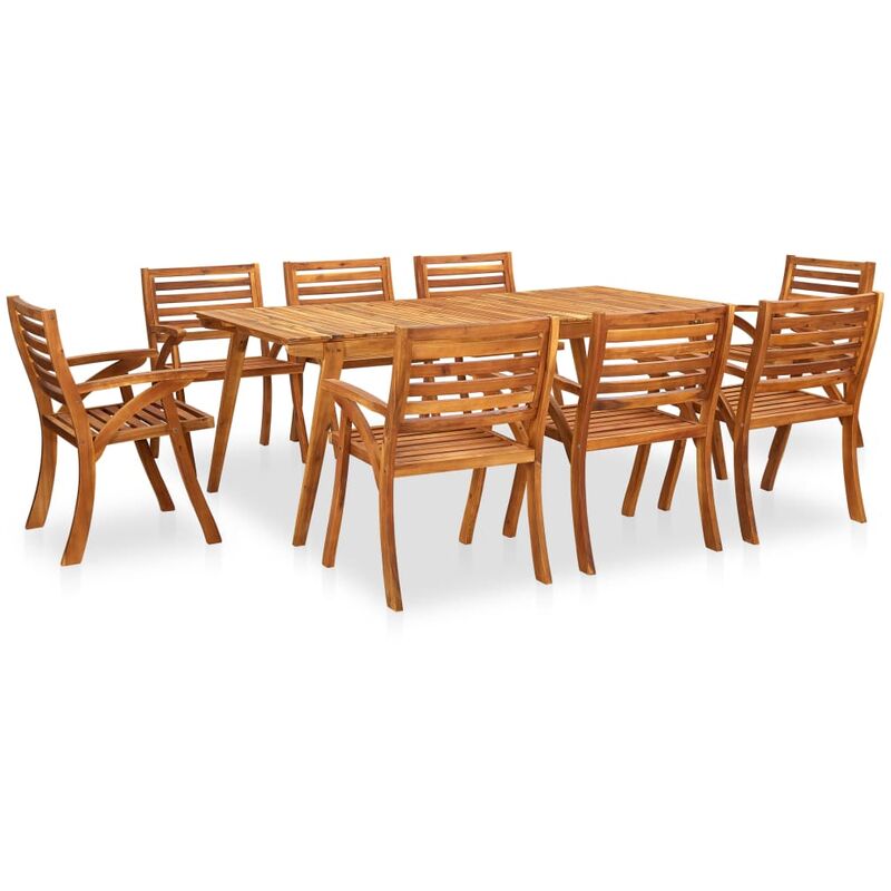

BHD - Juego de comedor para jardín 9 piezas madera maciza de acacia