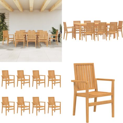 Juego de comedor para jardín 9 piezas madera maciza de teca - Mesa de jardín - Sillas de jardín